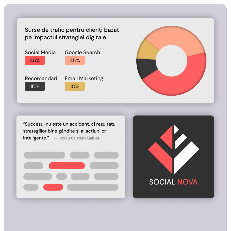 Grafic Social Nova despre surse de trafic pentru clienti bazat pe impactul strategiei digitale